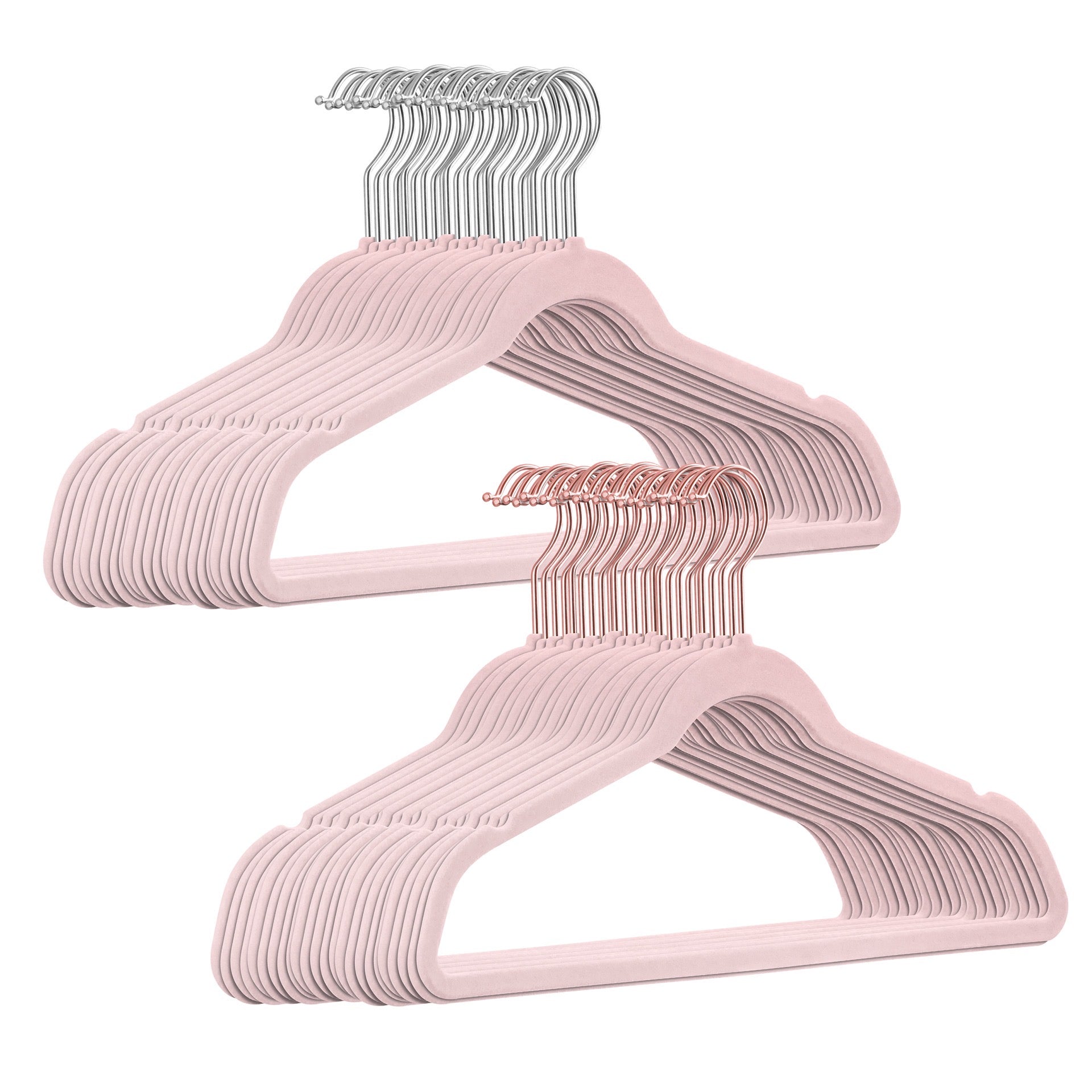 100 Stück Samt / Silber Haken Kleiderbügel mit Anti-Rutsch Funktion