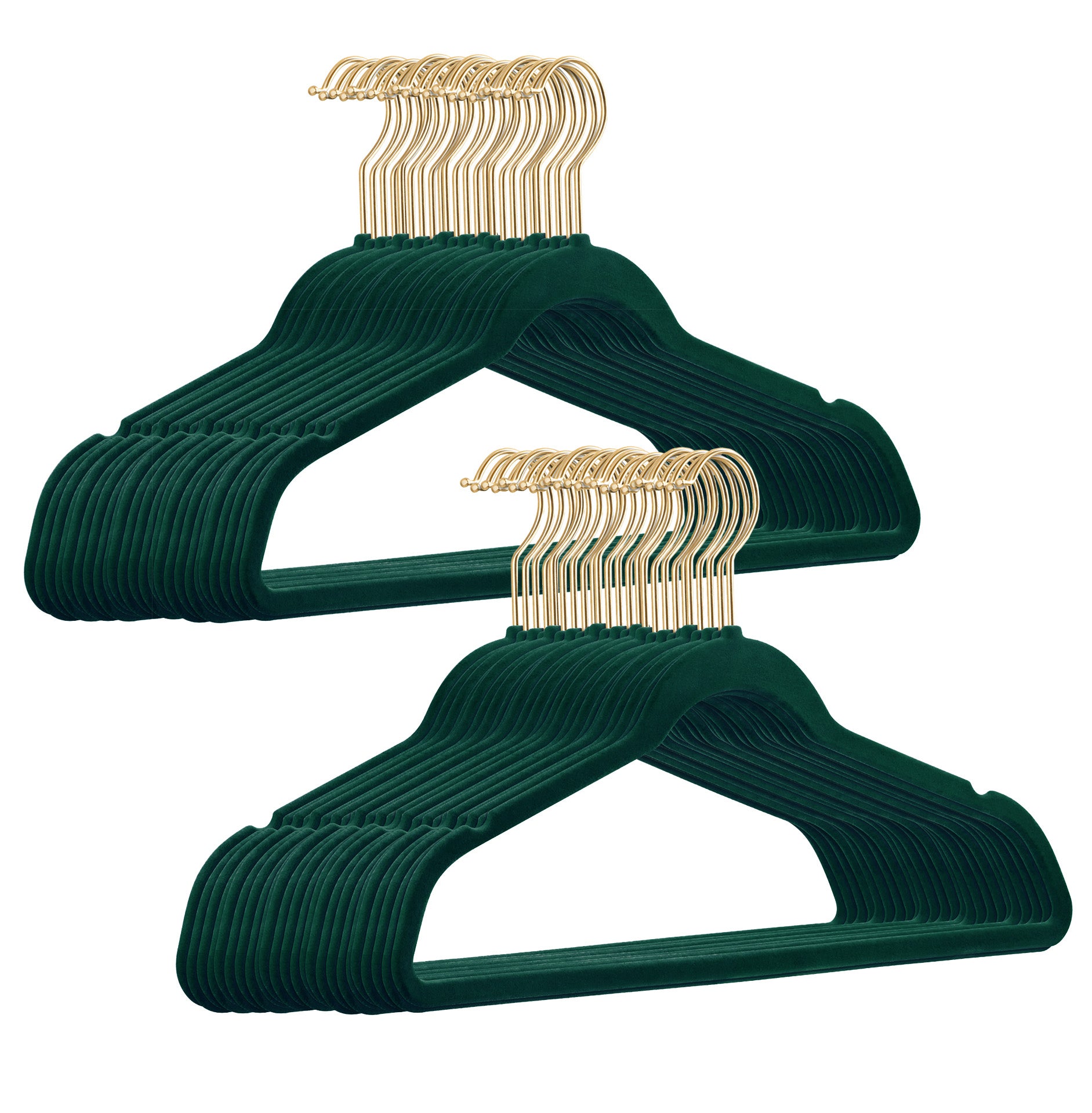 100 Stück Samt / Gold Haken Kleiderbügel mit Anti-Rutsch Funktion