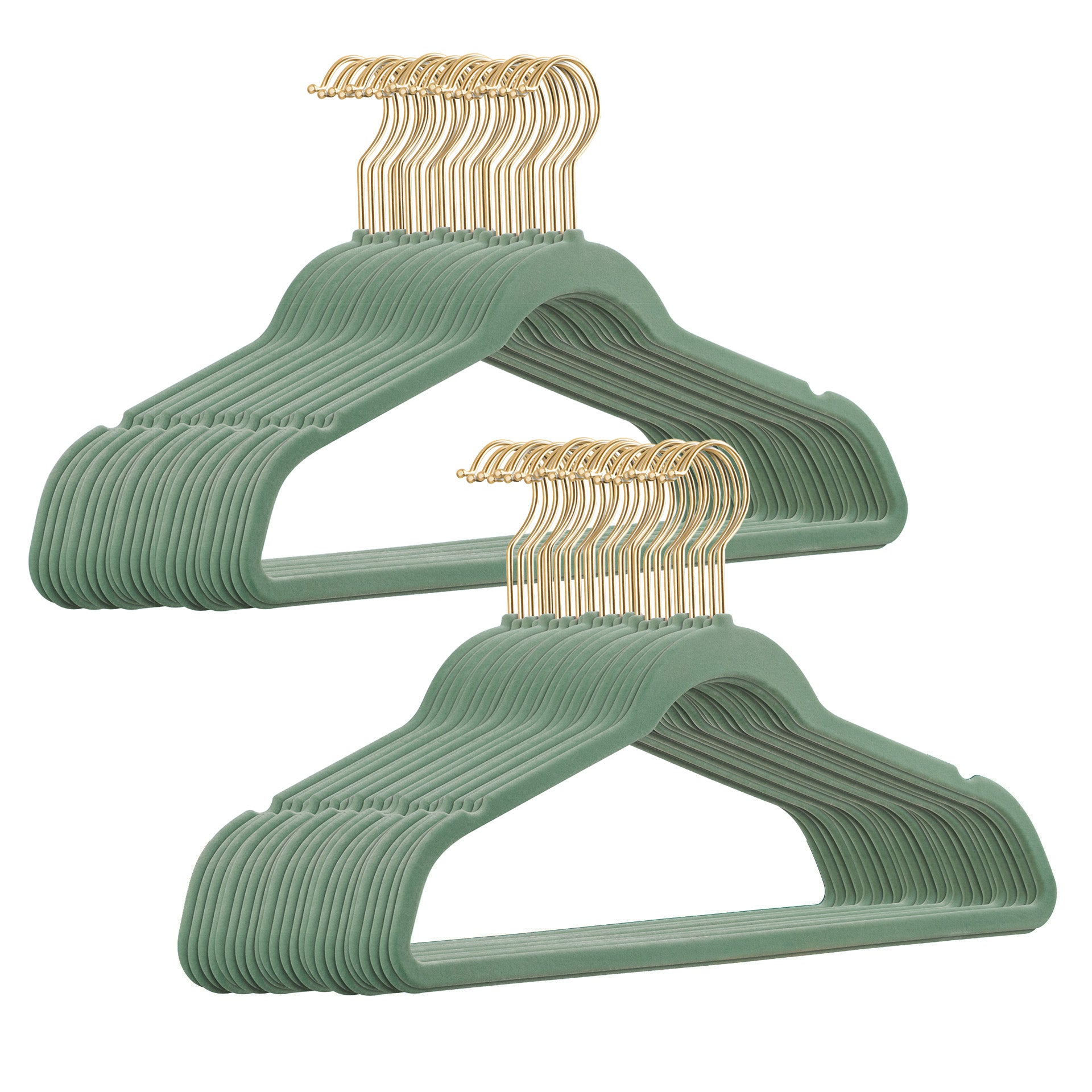 100 Stück Samt / Gold Haken Kleiderbügel mit Anti-Rutsch Funktion