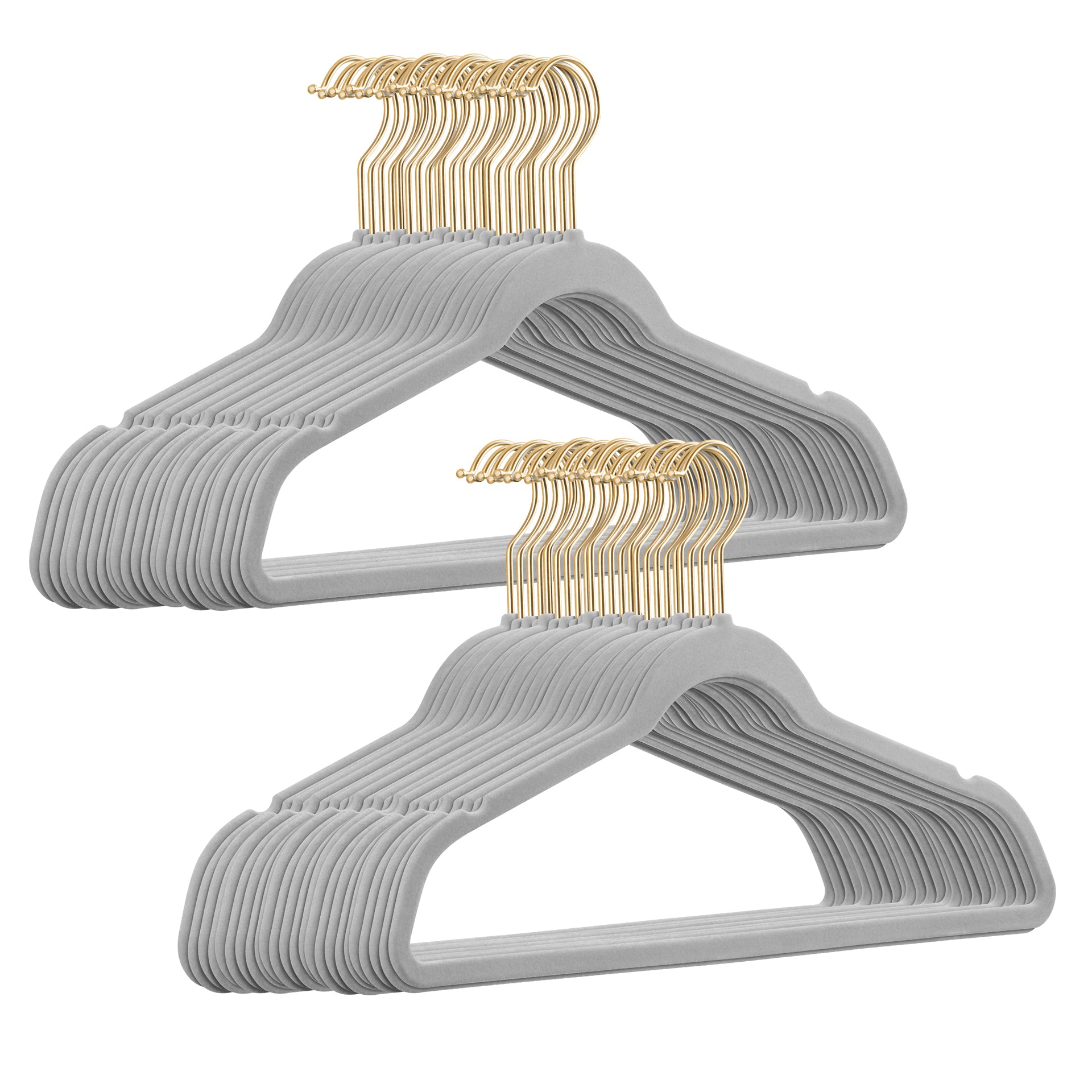 100 Stück Samt / Gold Haken Kleiderbügel mit Anti-Rutsch Funktion