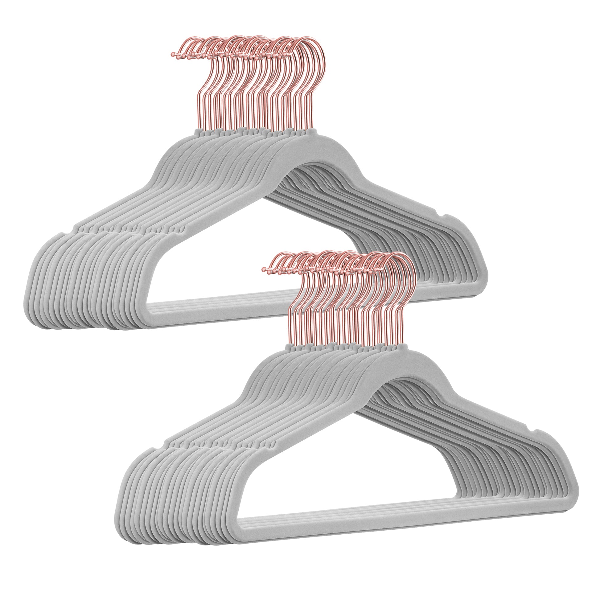 100 Stück Samt / Rosegold Haken Kleiderbügel mit Anti-Rutsch Funktion