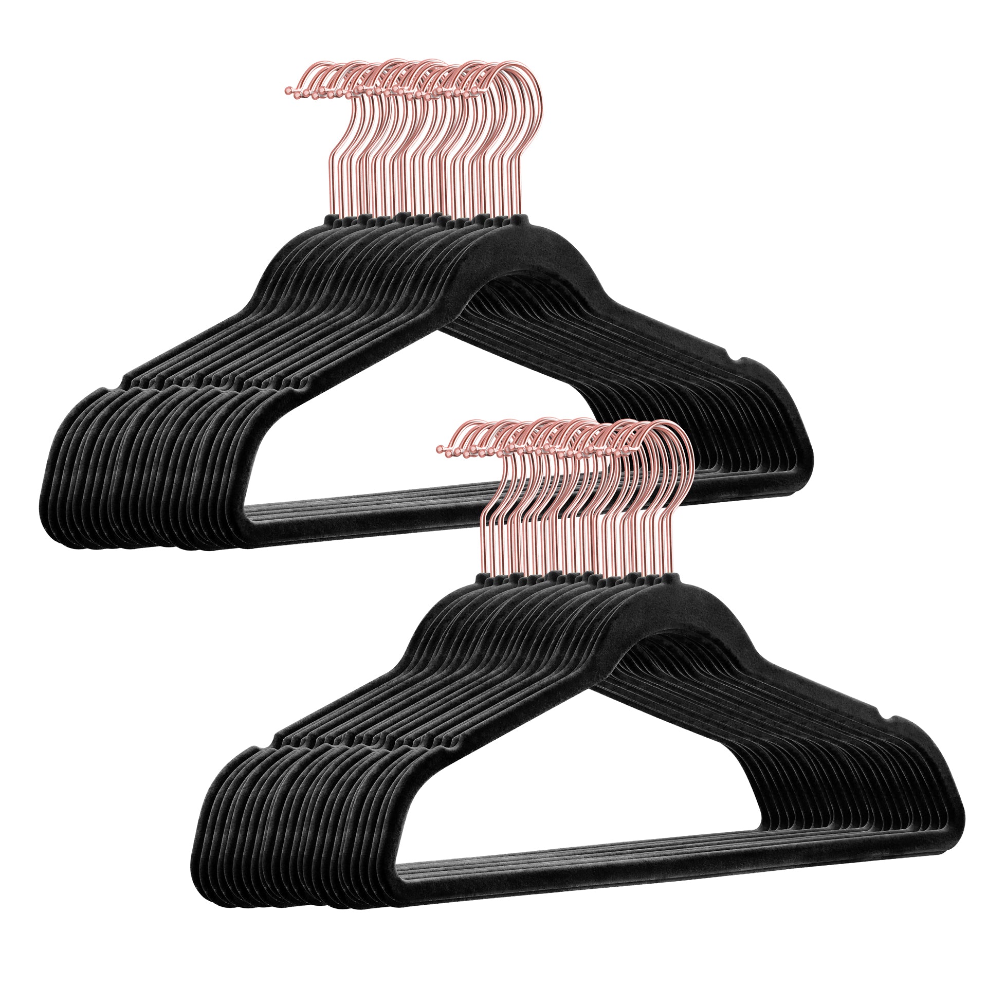 100 Stück Samt / Rosegold Haken Kleiderbügel mit Anti-Rutsch Funktion