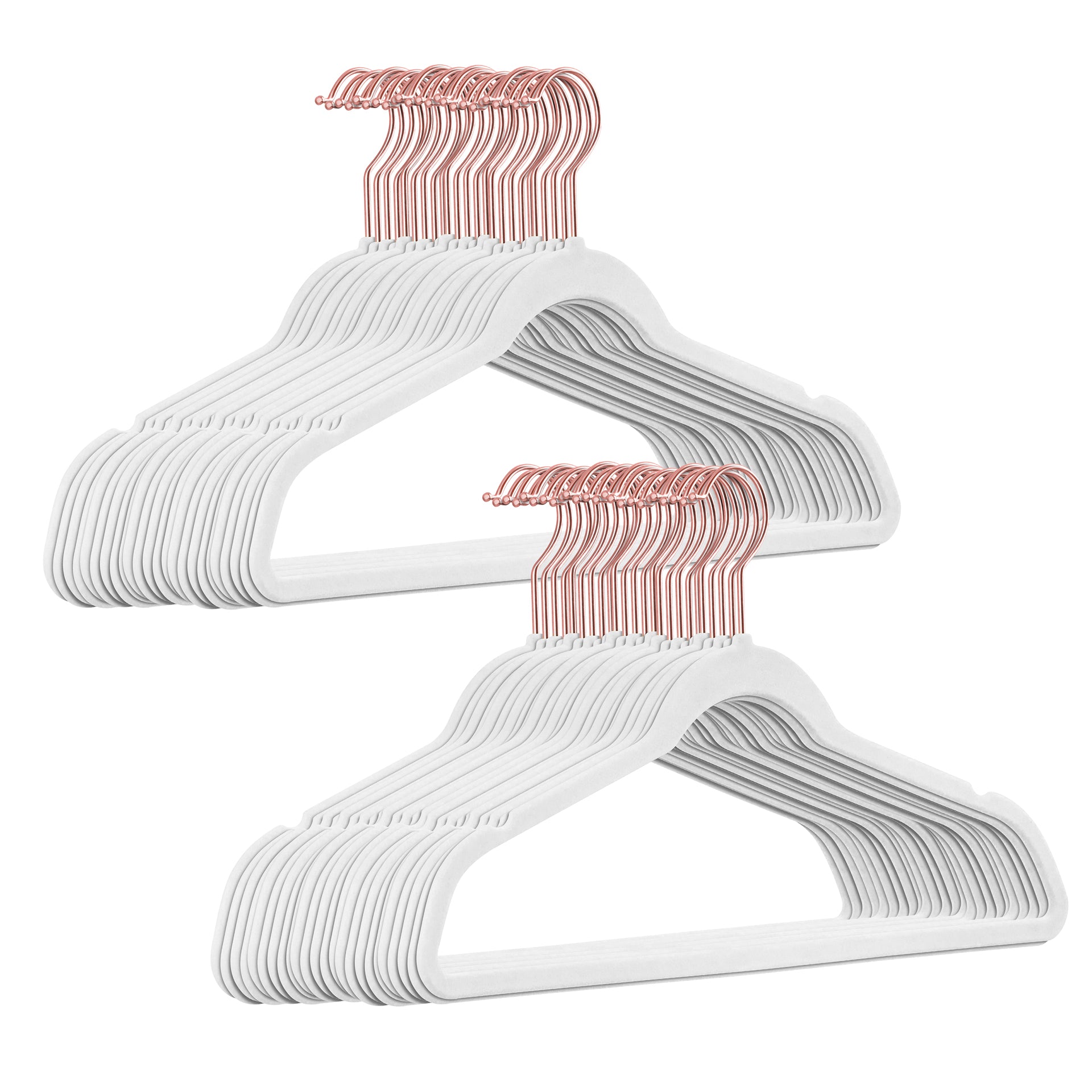 100 Stück Samt / Rosegold Haken Kleiderbügel mit Anti-Rutsch Funktion