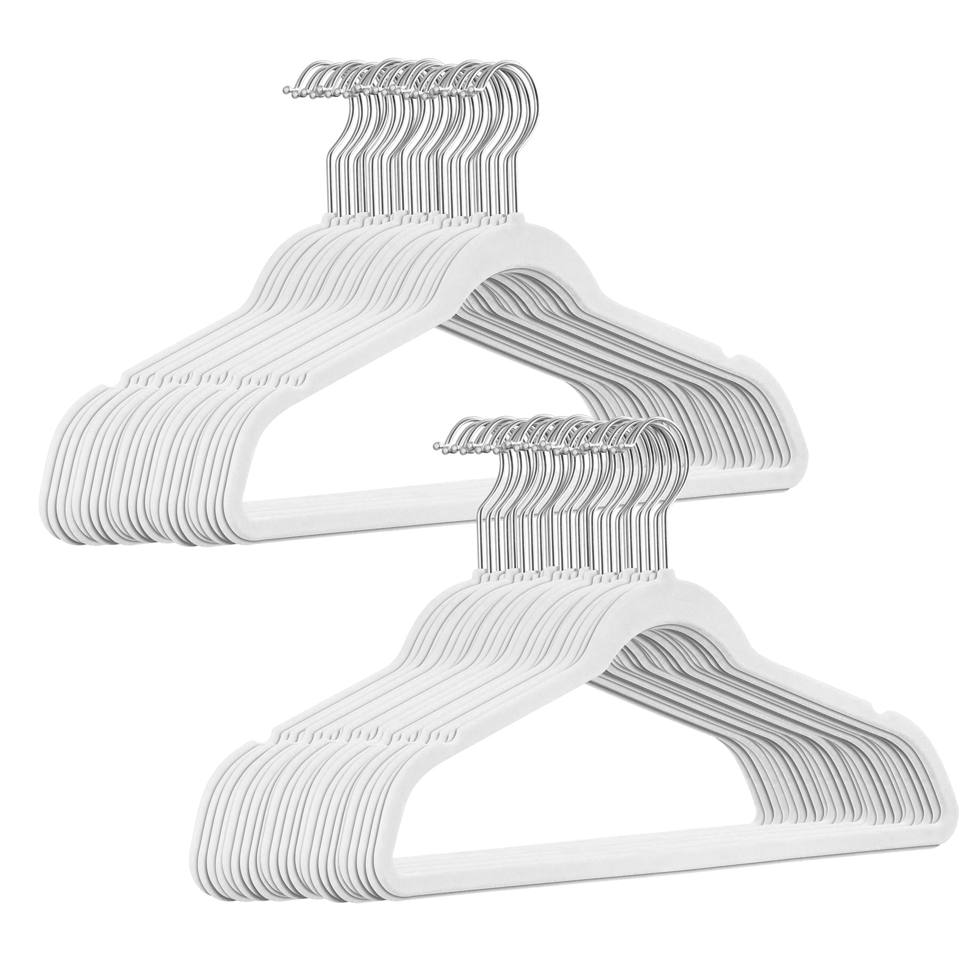 100 Stück Samt / Silber Haken Kleiderbügel mit Anti-Rutsch Funktion